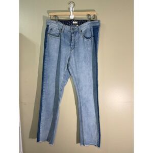 Roxy Boyfriend Jeans Light Wash Tuxedo Stripe Raw Hem Blue Denim 31 ERJDP03196